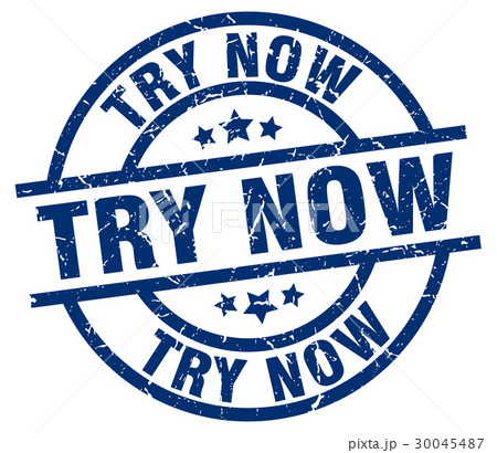 try now blue round grunge stamp 30045487