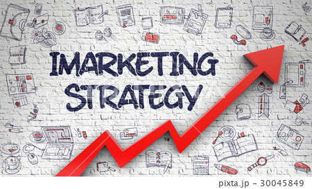 Imarketing Strategy Drawn on White Wall. 3d. Imarketing Strategy Drawn on White Wall. 3d. 30045849