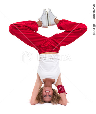 fitness woman doing exercises, isolated on white 30046256