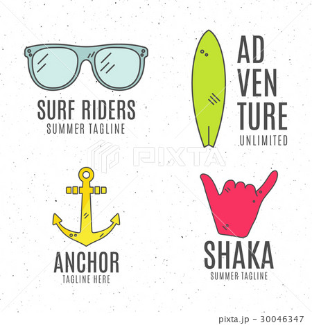 Set of minimalistic surfing logo concepts. Summer 30046347