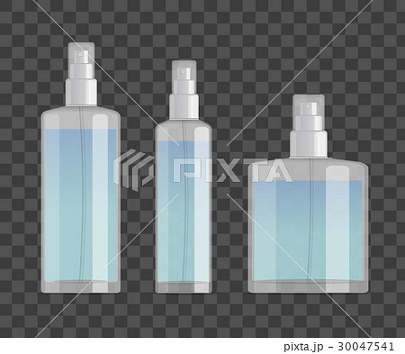 cosmetic spray bottles set isolated on checkered 30047541