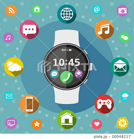 Smart watch with icons flat design 30048217