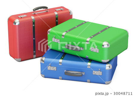 Set of colorful travel suitcases, 3D rendering 30048711