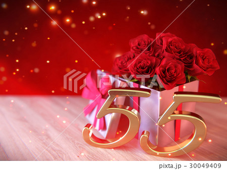 birthday concept with red roses in gift on wooden birthday concept with red roses in gift on wooden 30049409