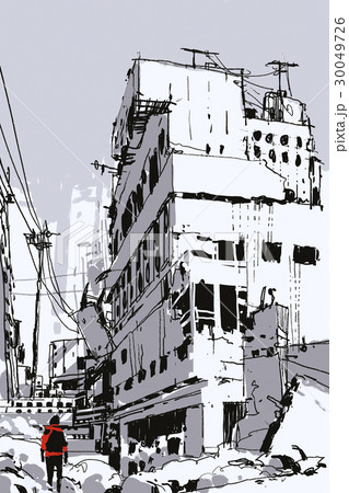 the man standing in abandoned city 30049726