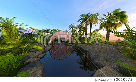 藤棚と池のある庭 藤棚と池のある庭 30050572