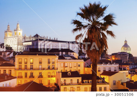 Portugal, Lisbon, Panorama of Old Town at sunrise Portugal, Lisbon, Panorama of Old Town at sunrise 30051506