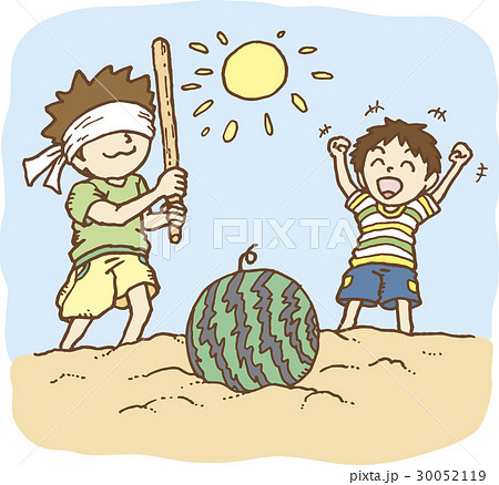 浜辺でスイカ割り 30052119