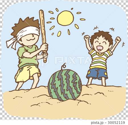 浜辺でスイカ割り 30052119