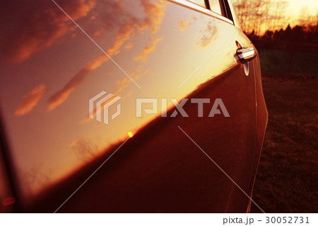 summer sunset on the highway cars 30052731