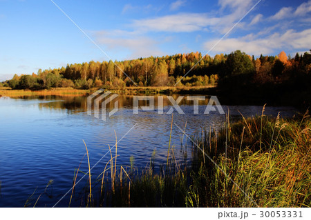 Autumn forest lake sky Autumn forest lake sky 30053331