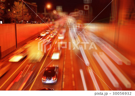Night traffic in the city traffic jams on the highway 30056932