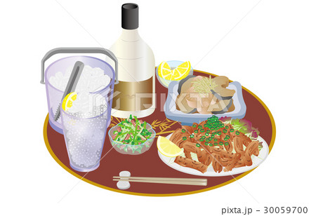 今日の晩酌酎ハイとホルモン焼きのイラスト素材 30059700 Pixta