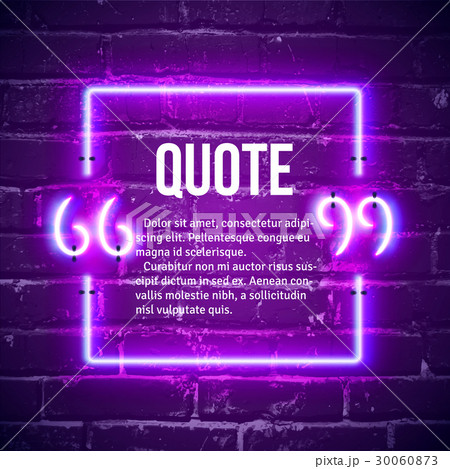 Retro neon glowing quote marks frame on the wall 30060873