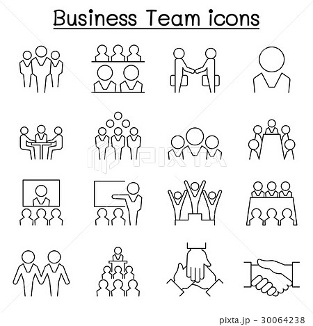 Business team icon set in thin line style Business team icon set in thin line style 30064238