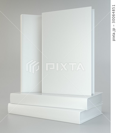 white stack of books on gray background. 30064851
