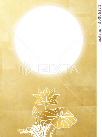 和を感じる背景素材 金屏風と蓮のイラスト素材