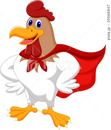 Cartoon Super Rooster Posingのイラスト素材