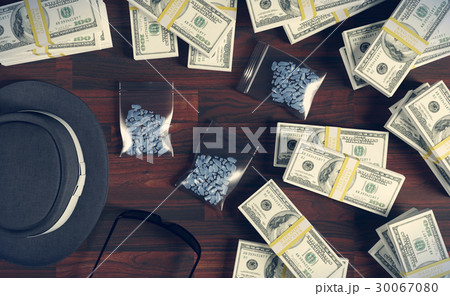 Illegal business drugs and dollars, drug dealer 30067080