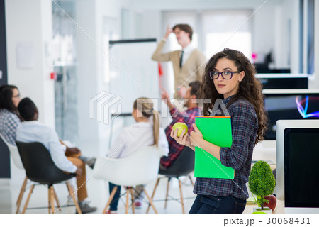 business, startup and people concept - happy 30068431