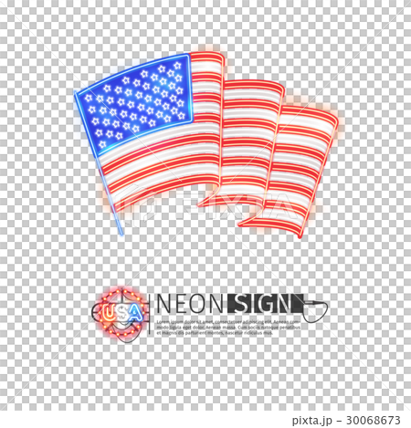Neon Sign Wavy USA Flag on Light Gray 30068673