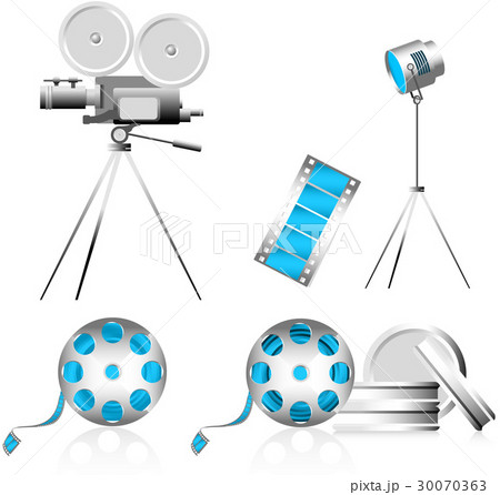 Cinema equipment video camera  and film reel 30070363