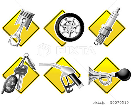 Auto icons - Spark Plug, horn, Wheel and car key 30070519