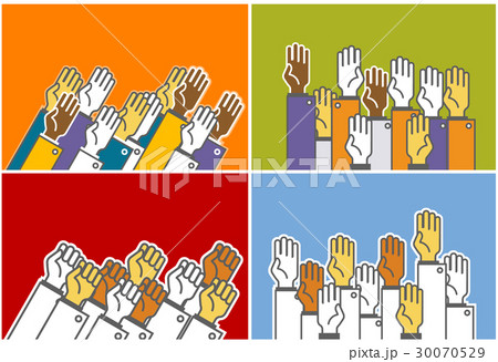 Voting group of people - symbolic human's hands Voting group of people - symbolic human's hands 30070529