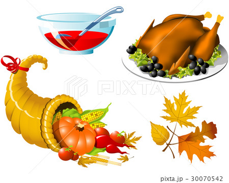 Thanksgiving roasted turkey and cornucopia 30070542