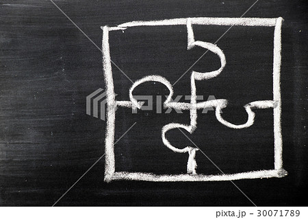 Chalk hand drawing as puzzle shape 30071789