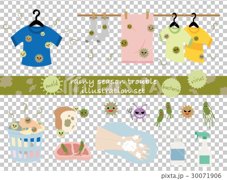 Trouble with rainy season illustration set Trouble with rainy season illustration set 30071906