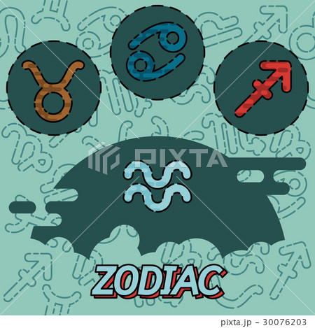 Zodiac flat concept icons 30076203