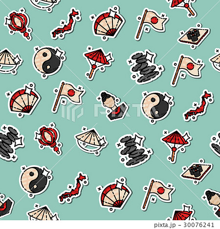 Japan Flat Icons Pattern 30076241