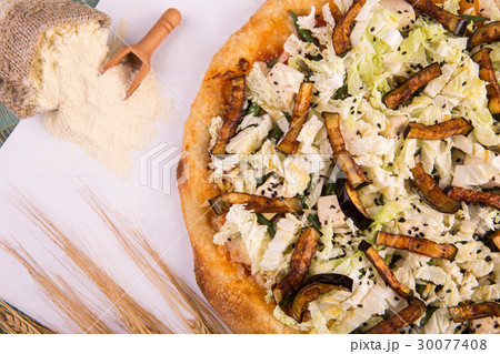 Tofu cheese, eggplants Japan pizza, soy sprouts, h Tofu cheese, eggplants Japan pizza, soy sprouts, h 30077408