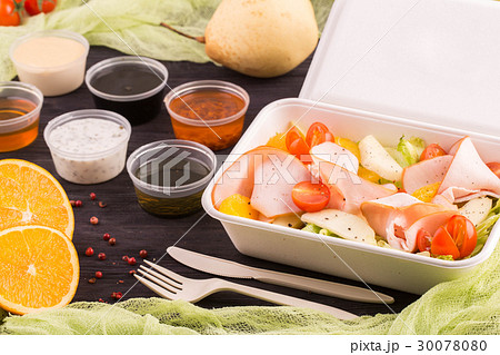 Turkey and fruit salad, salad an iceberg with sauc Turkey and fruit salad, salad an iceberg with sauc 30078080