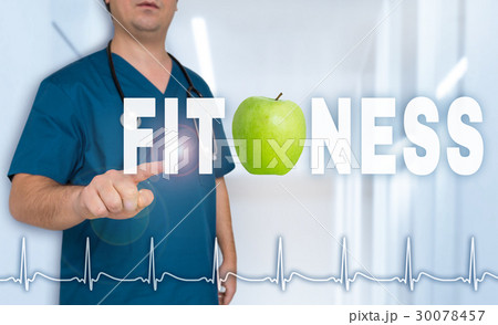 Fitness doctor showing on viewer with heart rate concept 30078457