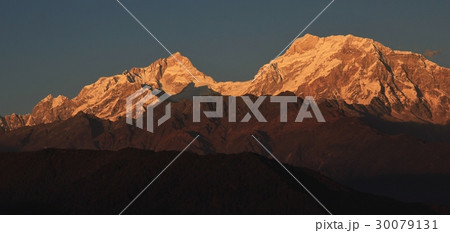 Peaks of the Manaslu range at sunset Peaks of the Manaslu range at sunset 30079131