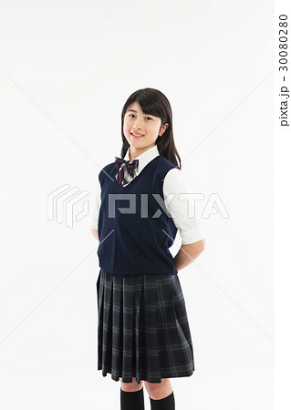 中学生 女子 制服 の写真素材