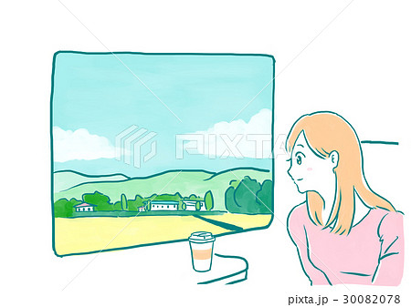 女性のひとり旅 電車の旅のイラスト素材