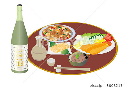 今日の晩酌熱燗とイカの塩辛のイラスト素材 30082134 Pixta