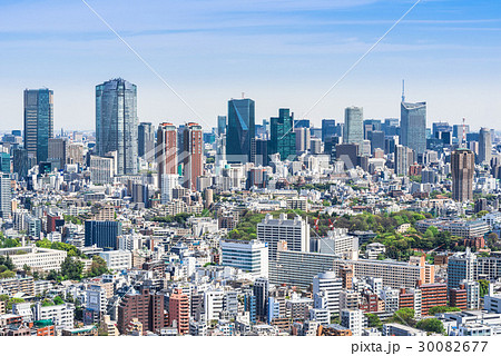 東京 港区周辺の高層ビル群の写真素材