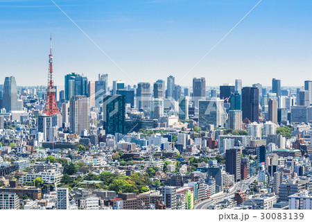 東京タワーと港区周辺の高層ビル群の写真素材 30083139 Pixta