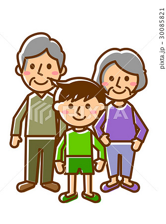 祖父母　3人　男の子　全身 30085821