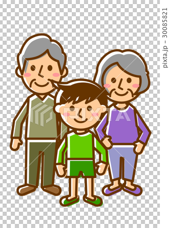 祖父母　3人　男の子　全身 30085821
