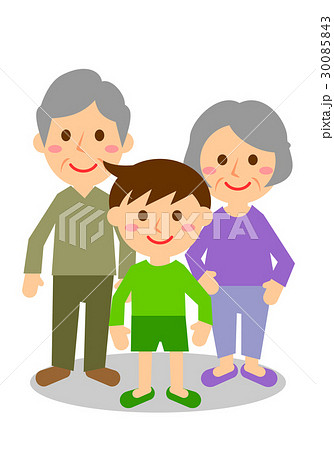 祖父母　3人　男の子　全身 30085843
