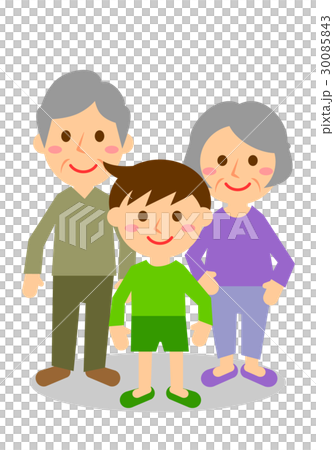 祖父母　3人　男の子　全身 30085843
