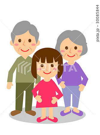 祖父母　3人　女の子　全身 30085844