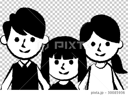 親子 3人 娘 上半身のイラスト素材