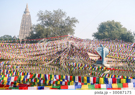 大菩提寺（マハボディーテンプル）とタルチョ、仏教の聖地ブッダガヤ 30087175
