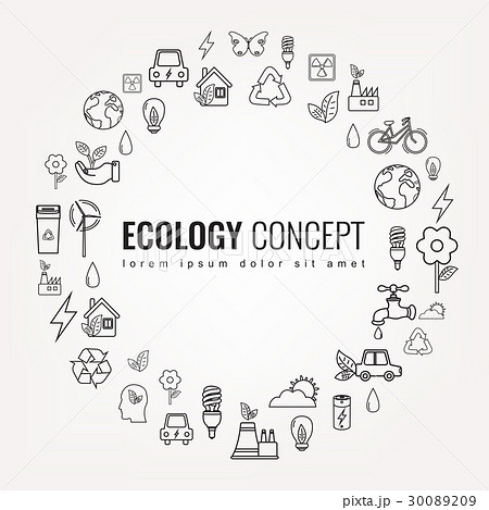 Ecology and environment icons. Round thin line Ecology and environment icons. Round thin line 30089209